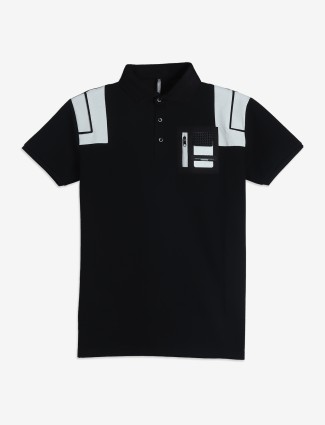 CHOPSTICK black cotton half sleeve t-shirt