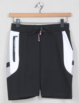 Chopstick black solid cotton mens casual shorts