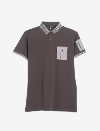 Chopstick dark grey plain polo t-shirt