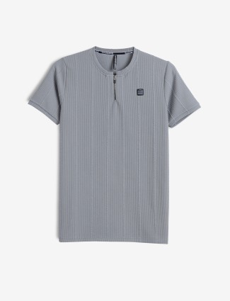 CHOPSTICK grey stripe cotton casual t-shirt