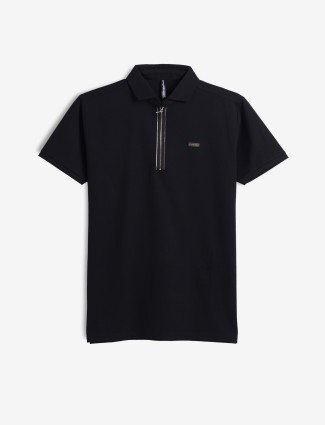 CHOPSTICK plain black half sleeve casual t-shirt