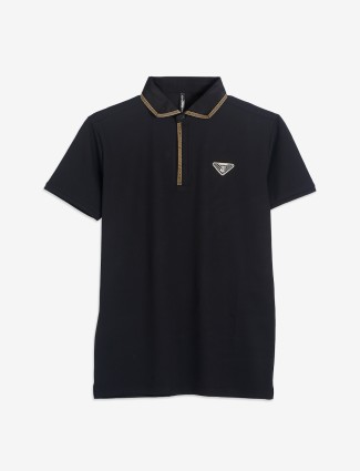 Chopstick plain black half sleeve t-shirt