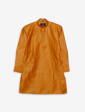 Classic mustard yellow plain cotton kurta suit