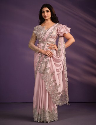 Classic pink designer saree