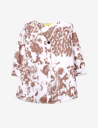 Classic white and brown printed top