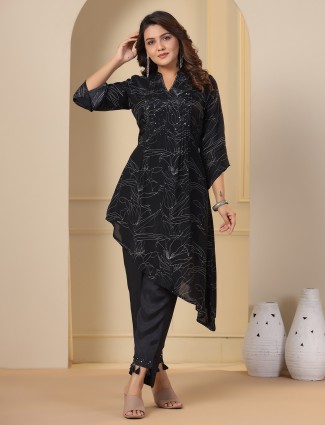 Classy black silk kurti set
