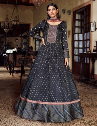 Classy black silk salwar suit for party events