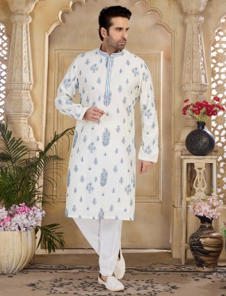 Classy off-white cotton kurta suit