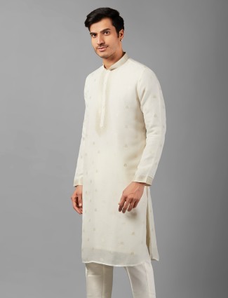 Classy off-white linen kurta suit
