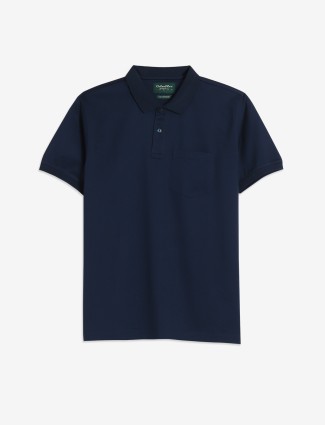 COLORPLUS navy plain cotton t-shirt