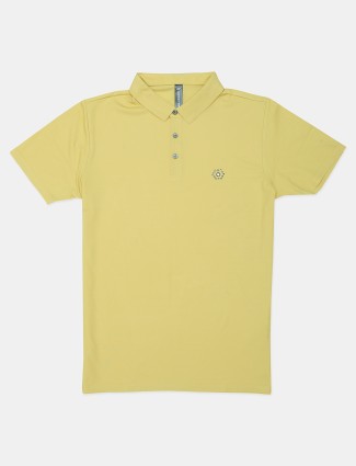 Cookyss solid yellow cotton slim fit t-shirt