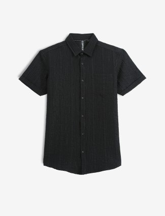 COPPER STONE black stripe cotton shirt