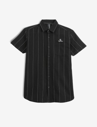 COPPER STONE black stripe half sleeve shirt