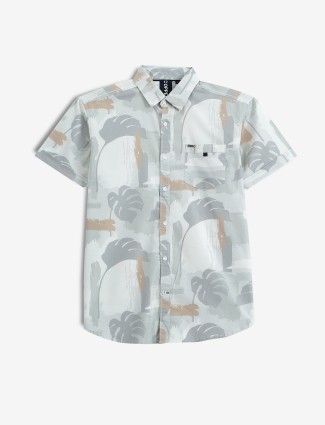 COPPER STONE grey printed cotton shirt