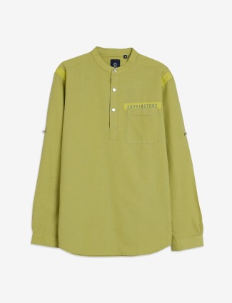 Copperstone olive cotton kurta style shirt