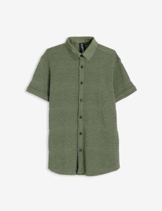 Copperstone olive knitted plain shirt