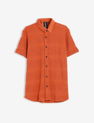 Copperstone orange plain knitted shirt