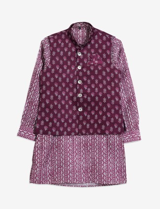Cotton onion pink printed waistcoat set