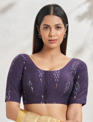 Cotton printed dark purple blouse