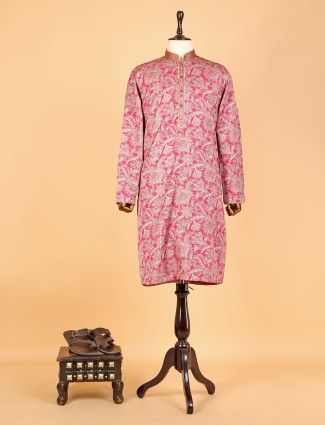Cotton printed pink kurta suit