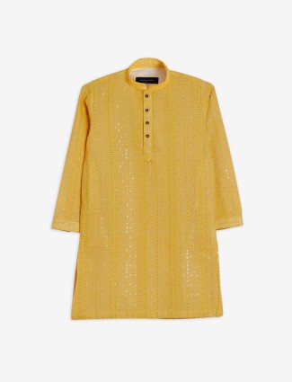 Cotton yellow embroidery kurta suit