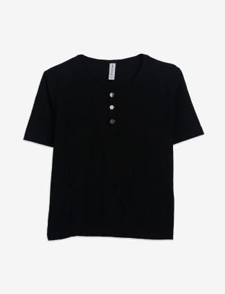 Crimsoune Club black plain cotton top