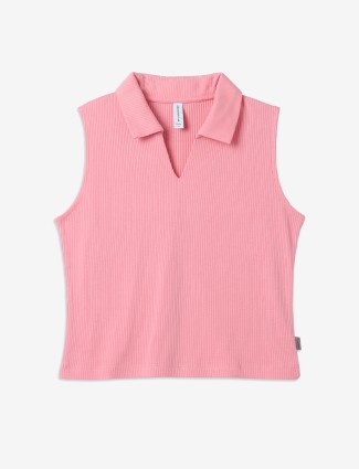 CRIMSOUNE CLUB cotton pink crop top