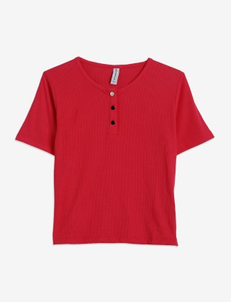 Crimsoune Club cotton red plain top