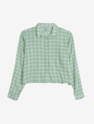 Crimsoune Club green checks crop shirt