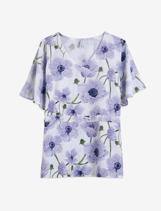 Crimsoune Club latest white and purple printed top