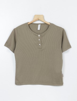 Crimsoune Club olive plain knitted t shirt