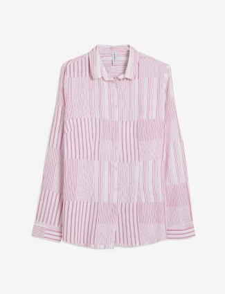 Crimsoune Club pink stripe full sleeve shirt