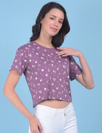 Crimsoune Club purple floral printed t-shirt