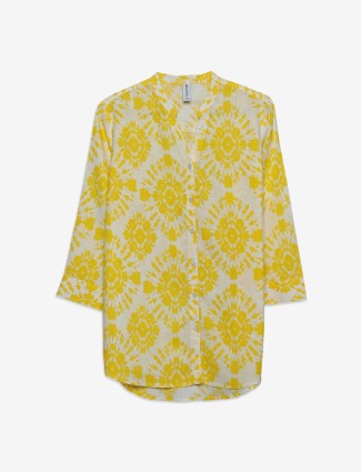 Crimsoune Club yellow cotton printed shirt
