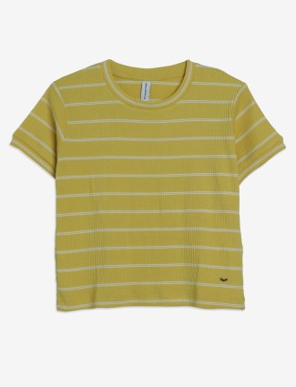 CRIMSOUNE CLUB yellow cotton stripe t-shirt