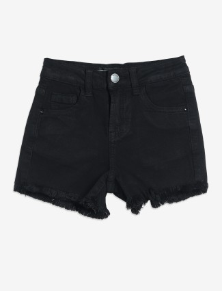 DEAL black denim solid shorts