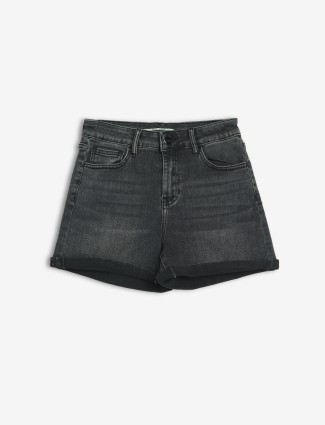 DEAL charcoal grey washed denim shorts