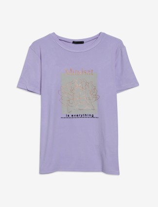 Deal cotton lavender printed t-shirt