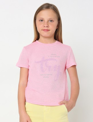 DEAL cotton pink half sleeves t-shirt