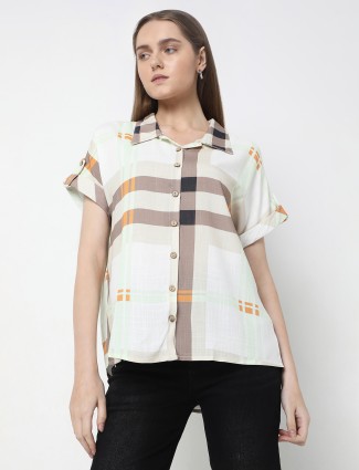 DEAL cream cotton stripe shirt