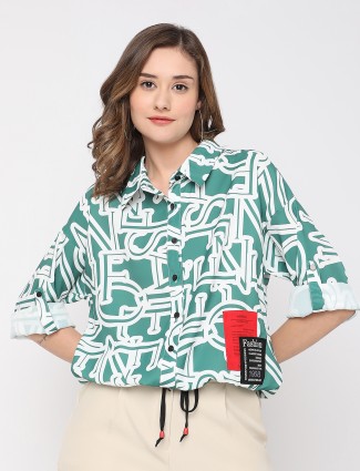 Deal green and white satin shirt