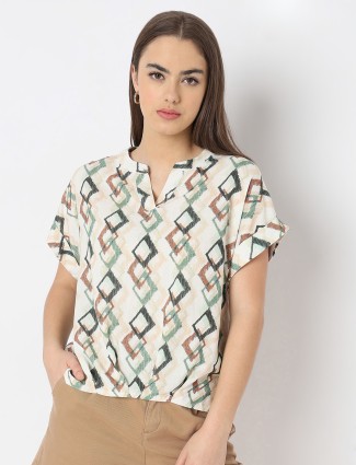 DEAL green printed cotton top