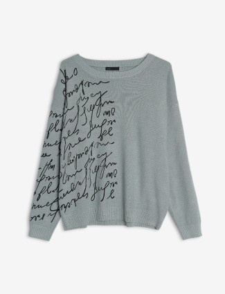 Deal grey knitted printed sweatshirt