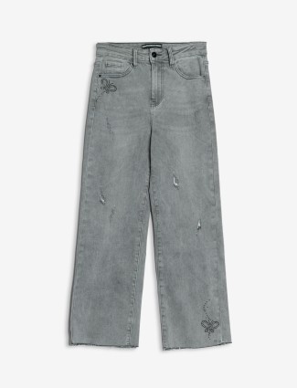 Deal grey ripped striaght jeans