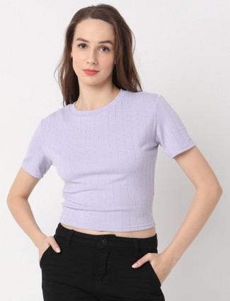 Deal light purple cotton crop top