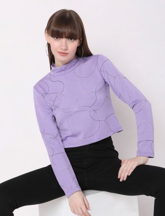 Deal lilac purple cotton printed top