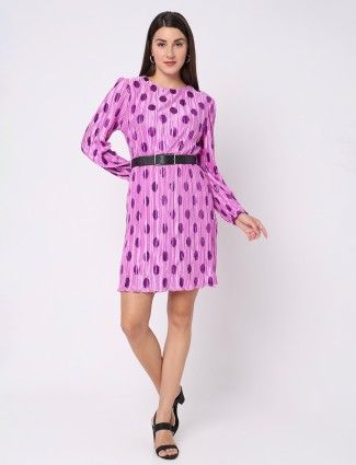 Deal lycra purple printed dress