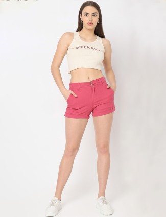 DEAL pink cotton solid shorts