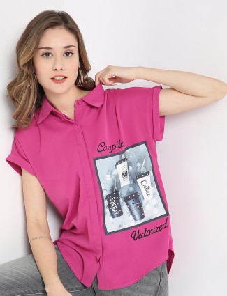 Deal pink polyester printed shirt