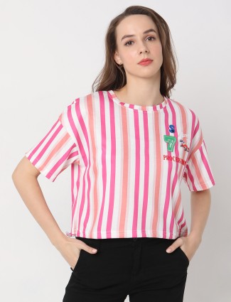 Deal pink stripe crop top